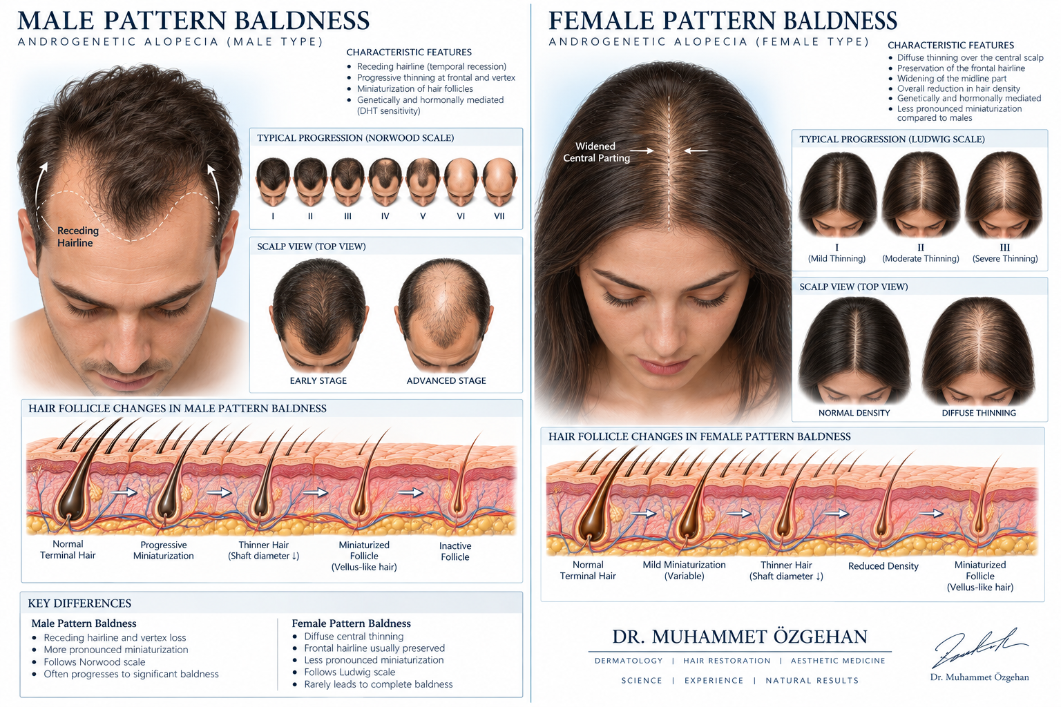Androjenik Alopesi Klinik ve Medikal İllüstrasyonu