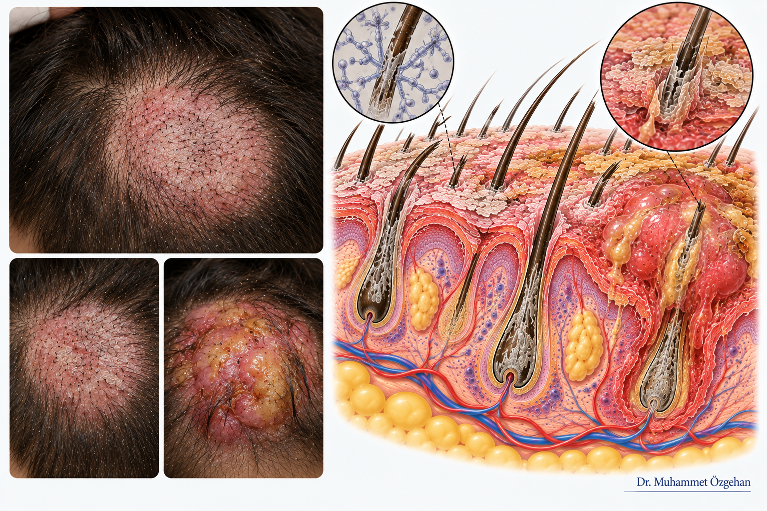 Tinea Capitis (Saçlı Deri Mantar Enfeksiyonu) 2 Tinea Capitis Saç Mantari Klinik ve Medikal İllüstrasyonu